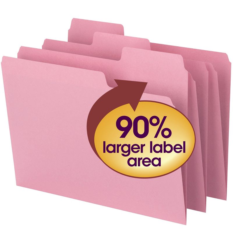 Smead SuperTab File Folder, Oversized 1/3-Cut Tab, Letter Size, Dark Pink, 12 per Pack (11819), 1 of 8