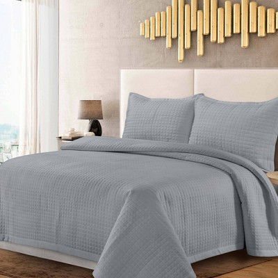 Naples Light Gray Microfiber Twin Quilt Set
