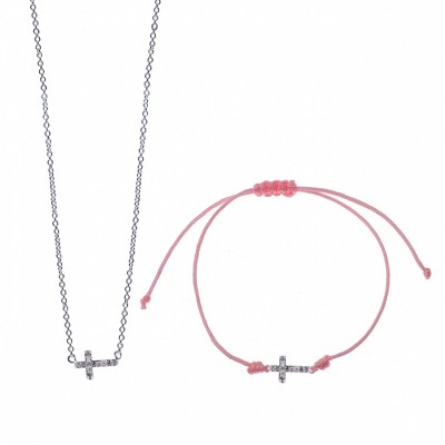 FAO Schwarz Cross Necklace and Bracelet Set