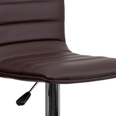 Modern Swivel Adjustable Barstool in Brown Vinyl with Chrome Base