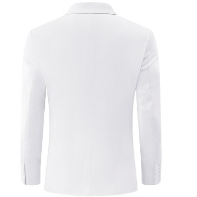 YesFashion Men's Linen Sport Coat Two Button Lightweight Blazer Business Casual Jacket White XXL — фото 3