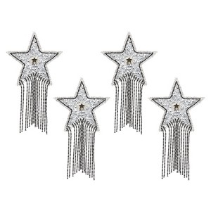 Unique Bargains Star Shape Rhinestone Glitter Iron On Sew Beaded Applique Patches 4 Pcs - 1 of 4