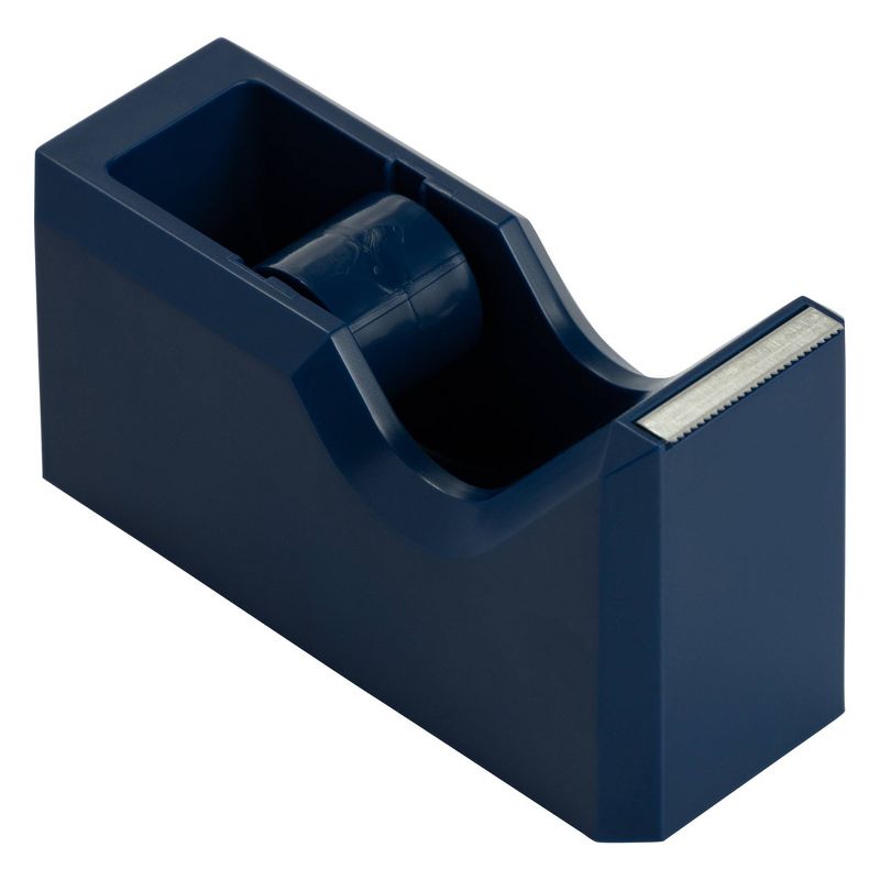 JAM Paper Navy Blue Desk Tape Dispenser - Durable, Weighted, One-Handed Use, 4.5x2.5x1.75 inches, 3 of 8