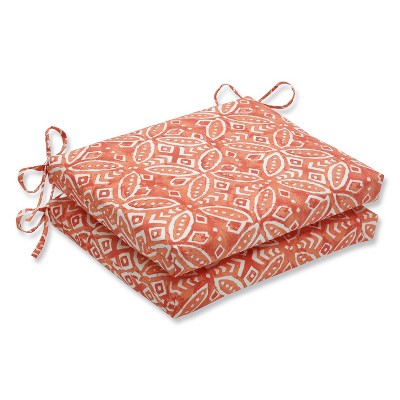 2pk Merida Pimento Squared Corners Outdoor Seat Cushions Orange - Pillow Perfect