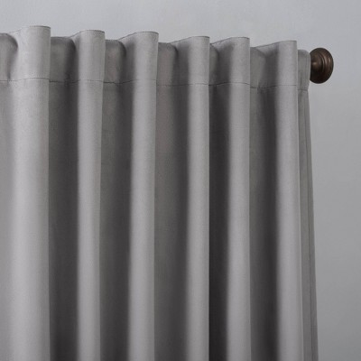 Gray Velvet Blackout Thermal Back Tab Curtain Panel