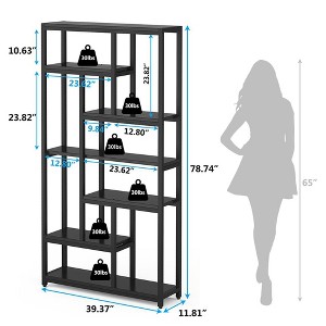 Resenkos Bookshelf, Bookcase Standing Shelf Unts,79" Tall Bookshelf, 7-Tier Bookcase Open Display Shelves,Black - 1 of 3