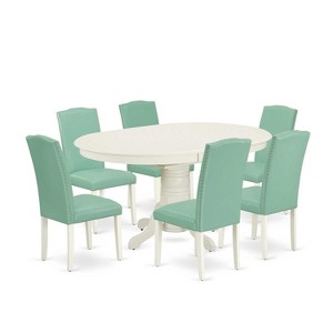 Dinette Set 7Pc Oval Table w/ Leaf & 6 Chairs - Antique Appeal Kitchen Dining Set - 1 of 4