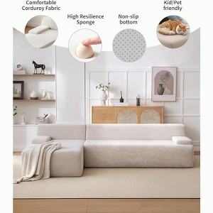 L Shaped Modular Sectional Sofa,106" Comfy Fluffy Cloud Sectional 3 Seater Couches for Living Room,Oversized Chaise Sofa Sleeper with Deep Seat - 1 of 4