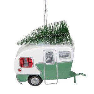Northlight 4.25" Green and White RV Camper Van with Tree Christmas Ornament - 1 of 4