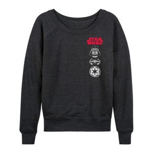 Women's - Star Wars - Darth Vader Icons Lightweight French Terry Wide Neck Long Sleeve Shirt - 1 of 4