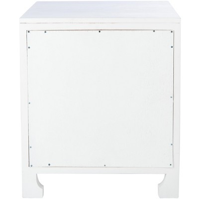 Coastal Charm White Mahogany and Natural Rattan Nightstand