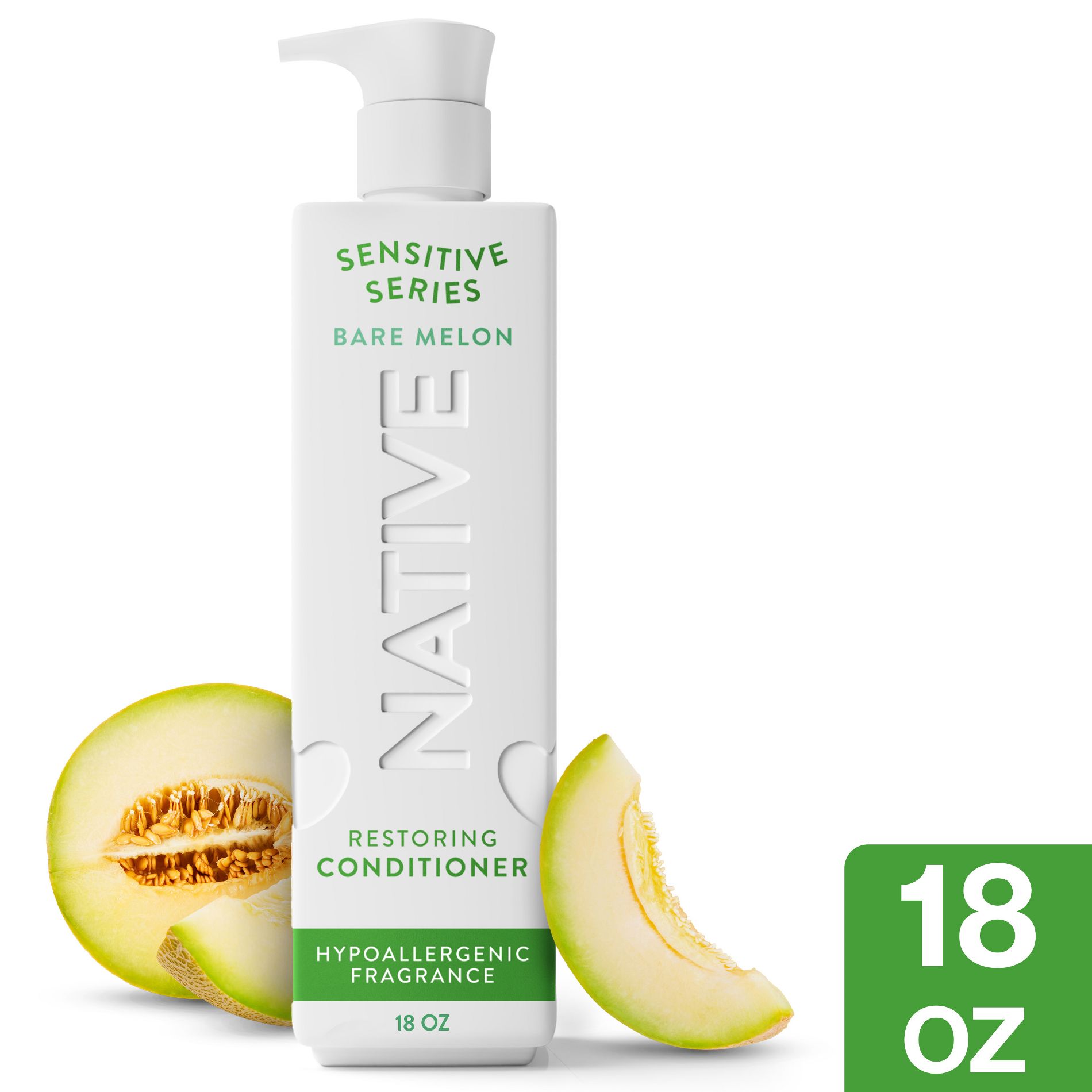Native Restoring Conditioner for combo hair and scalp, Bare Melon, for sensitive skin - 18 fl oz: Sulfate-Free, Daily Use, Liquid Form