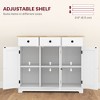 Sideboard with Solid Wood Countertop, Modern Kitchen Storage Cabinet, Coffee Bar Cabinet with 3 Drawers, Doors and Adjustable Shelf, Distressed White - 3 of 4