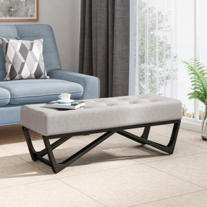 Modern Upholstered Ottoman Bench with Tufted Seat and Bentwood Frame for Living Room – 3irtyhousy - 1 of 4