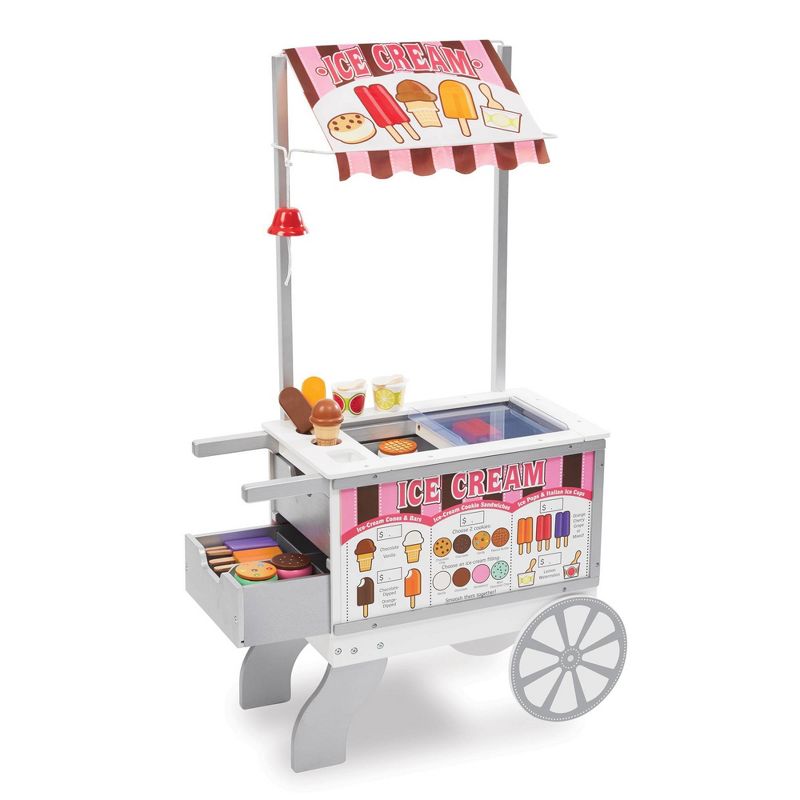Melissa &#38; Doug Wooden Snacks and Sweets Food Cart - 40+ Play Food pc, Reversible Awning, 1 of 18