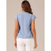 Allegra K Women's Summer Office V-Neck Solid Color Casual Chiffon Ruffle Sleeve Blouse - 3 of 4