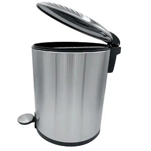 Home Mart Goods 10" Tall Chrome Stainless Steel Step Garbage Can with Removable Inner Bucket, Soft-Close Metal Waste Basket with Foot Pedal - 1 of 3