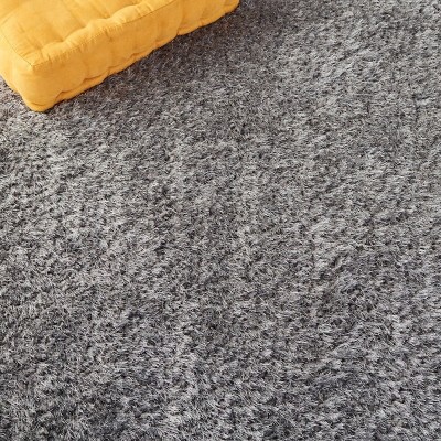 Handmade Gray Synthetic Shag Square Area Rug 6' x 6'