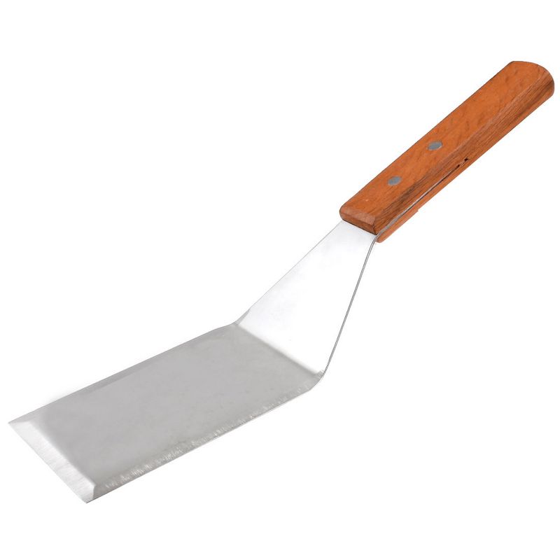 Unique Bargains Wood Handle Stainless Steel Smooth Wide Spatula Silver Tone 11.2" Long 1 Pc, 1 of 5