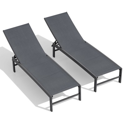 Crestlive Products Chaise Lounge Chair Outdoor Set of 2 Adjustable 5 Positions Pool Tanning Recliner Outdoor Lounge Furniture