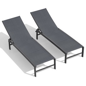 Crestlive Products Chaise Lounge Chair Outdoor Set of 2 Adjustable 5 Positions Pool Tanning Recliner Outdoor Lounge Furniture - 1 of 4