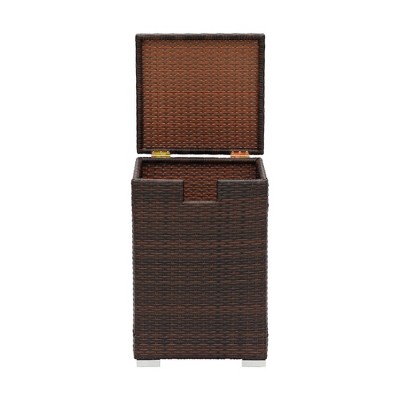Dark Brown Wicker Propane Tank Cover Table