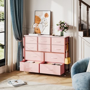 Dresser for Bedroom,10 Drawers Fabric Storage Drawer,Dressers&Chest of Drawers with Side Pockets,Hooks,Wood Tabletop for Closet,Living Room, Hallway - 1 of 4