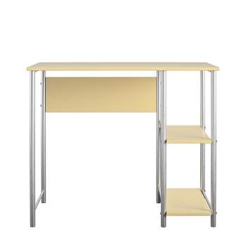 RealRooms Meridian Metal Student Computer Desk with 2 Side Storage Shelves, Yellow