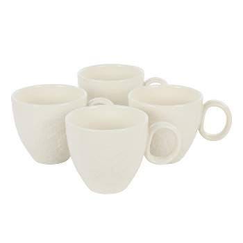 Gibson Home Trends 4 Piece 16 Ounce Floral Pattern Stoneware Mug Set in White