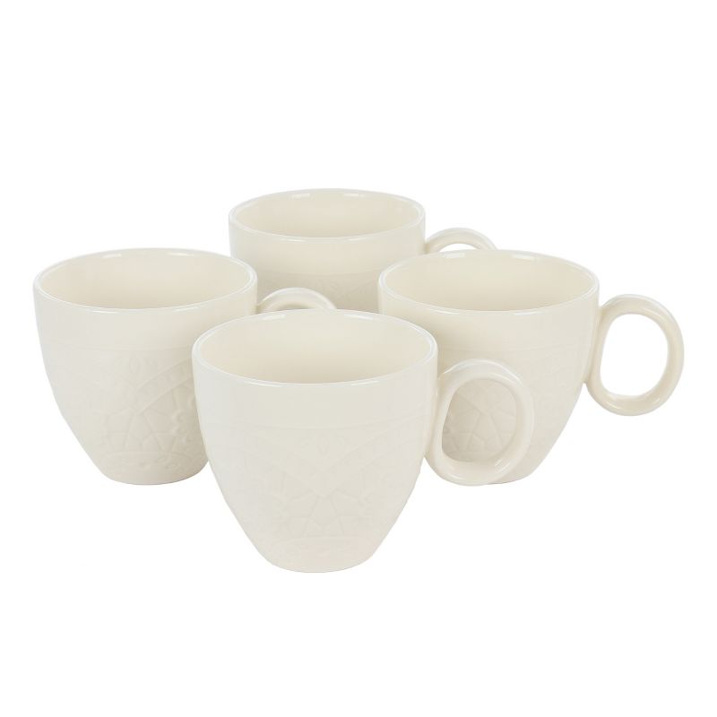 Gibson Home Trends 4 Piece 16 Ounce Floral Pattern Stoneware Mug Set in White, 1 of 6