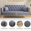 QingMoon 71" Convertible Loveseat Sofa, Velvet Couch Bed, Folding Recliner with Golden Metal Legs and Pillows for Living Room, Office - 2 of 4