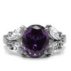 Slickblue Amethyst and Clear CZ Oval Engagement Ring for Women, Polished Stainless Steel, Pave Design, Size 5-11 - 4 of 4