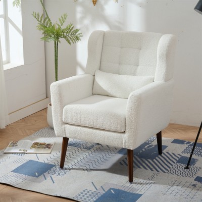 Runesay Chenille Accent Chairs with Pillow, Solid Wood Leg