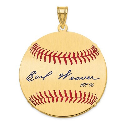 Black Bow Jewelry 14K Gold Plated Earl Weaver Signature LG Enamel Baseball Pendant