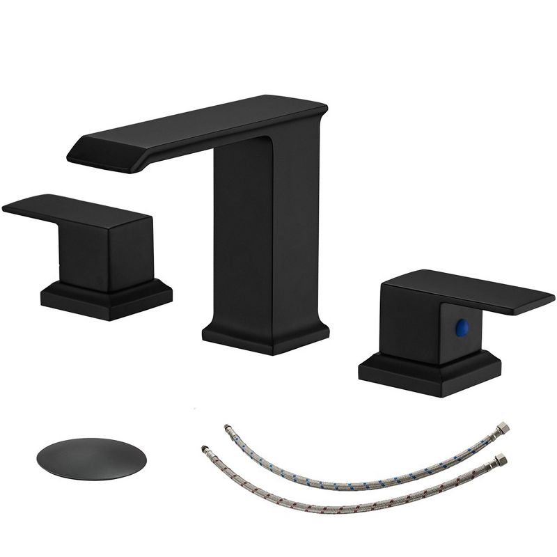 BWE 8 in. Widespread Double Handle Bathroom Faucet with Pop-up drain in Matte Black, 1 of 7