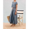 Women's Chambray Boat Neck Boxy Crop Top - Blu Pepper - 2 of 4