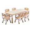 Kids Table and 6 Chairs Set, Height Adjustable Toddler Activity Table with Graffiti Desktop, Non-Slip, Natural - 2 of 4