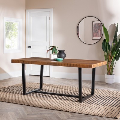 GDFStudio Pellerin 72"W Rustic Pine Wood Dining Table