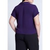 ELOQUII Women's Plus Size Short Sleeve Collared Top With Waist Tie - 3 of 4