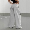 Clotth Women's Leopard Print Pants - Elastic Waist Wide Leg Baggy Sweatpants, Y2k Streetwear, Casual Loose Fit, Grey with Black & White Print - 2 of 4