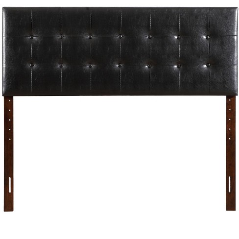 Black leather tufted deals headboard