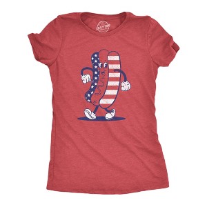 Womens Fourth Of July Hotdog T Shirt Funny Patriotic Cookout Grilling Tee For Ladies - Crazy Dog Women's T Shirt - 1 of 4
