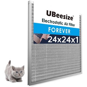 UBeesize 24x24x1 Reusable Electrostatic Air Filter HVAC AC Furnace Filter,MERV 8,Washable, Lasts a Lifetime,Permanent Air Filter, Home And Office - 1 of 1
