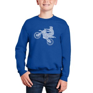 LA Pop Art Freestyle Motocross - Fmx - Boy's Word Art Crewneck Sweatshirt - 1 of 3