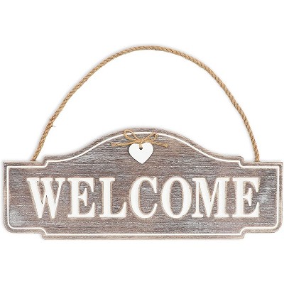 Juvale Rustic Hanging Wooden Welcome Sign for Front Door (17 x 6.75 Inches)