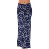 Women's Stylish Spandex Flare Maxi Skirt - Comfy Fold-Over Design Long Skirt for Effortless Style Blue and White - 3 of 4