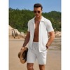 COOFANDY Short Sets for Men Casual Short Sleeve Cuban Collar Shirt Beach Outfits Sets - 3 of 4
