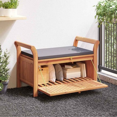 Garden Storage Bench Dark grey, BrownvidaXL