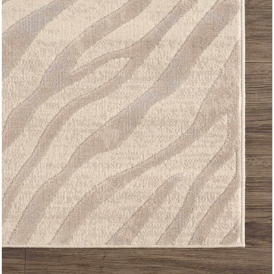 Manteca Light Gray and Taupe Zebra Print Area Rug 3'11" x 5'7"