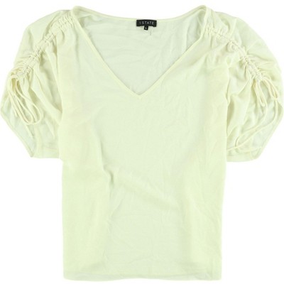 1.STATE Womens Drawstring Sleeve Knit Blouse